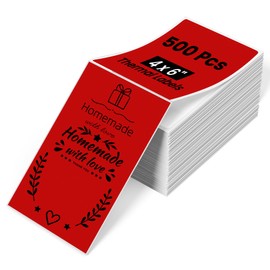 Phomemo 4x6 Thermal Label Printer Paper - 500 PCS Red 4"x6" Fan-Fold Shipping Supplies Labels - Water/Oilproof Label Stickers - Permanent Adhesive 4x6 Mailing Labels Paper for Thermal Printer