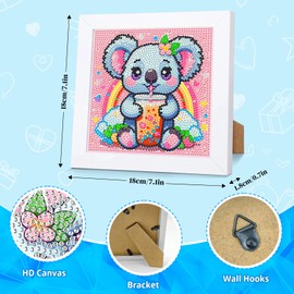 SuanFA Diamond Painting Kits for Adults with Wooden Frame,Koala Diamond Art for Kids Ages 4-8,6x6 inch Canvas Animal Small Diamond Painting for Decor and Gift (Includes Colorful Box)