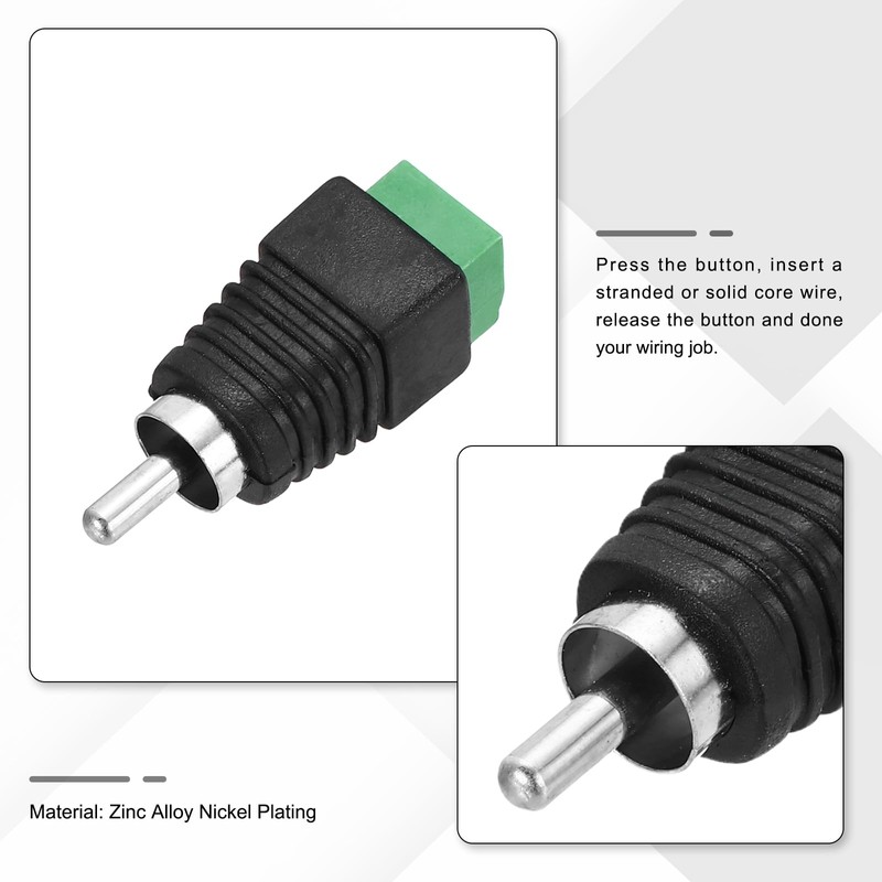 sourcing map 12Pcs RCA Cable Solderless Adapter, Audio/Video Speaker Wire