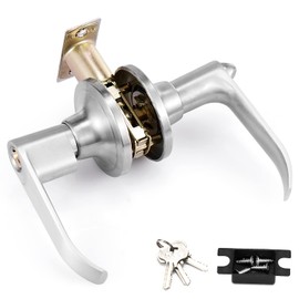 REDDRAGON Manijas para Puertas，Cerradura de Manija de Cromo Espejo y Níquel Satinado Cerradura de Puerta Palanca de Puerta para Recámara, baño con Juego de Llaves