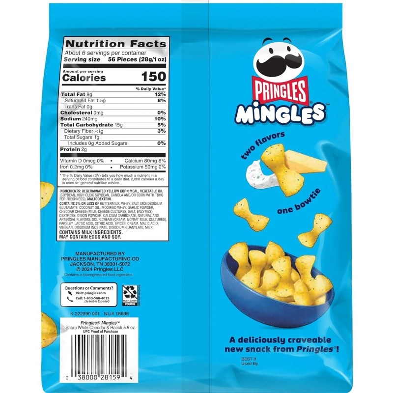 Pringles Mingles Puffed Snacks Sharp White Cheddar & Ranch Cheese