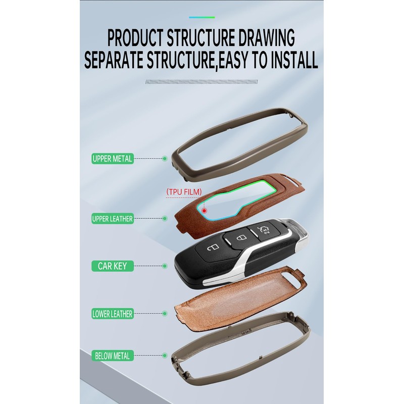 TECART Key Fob Cover Compatible with Ford Fusion Explorer Escape