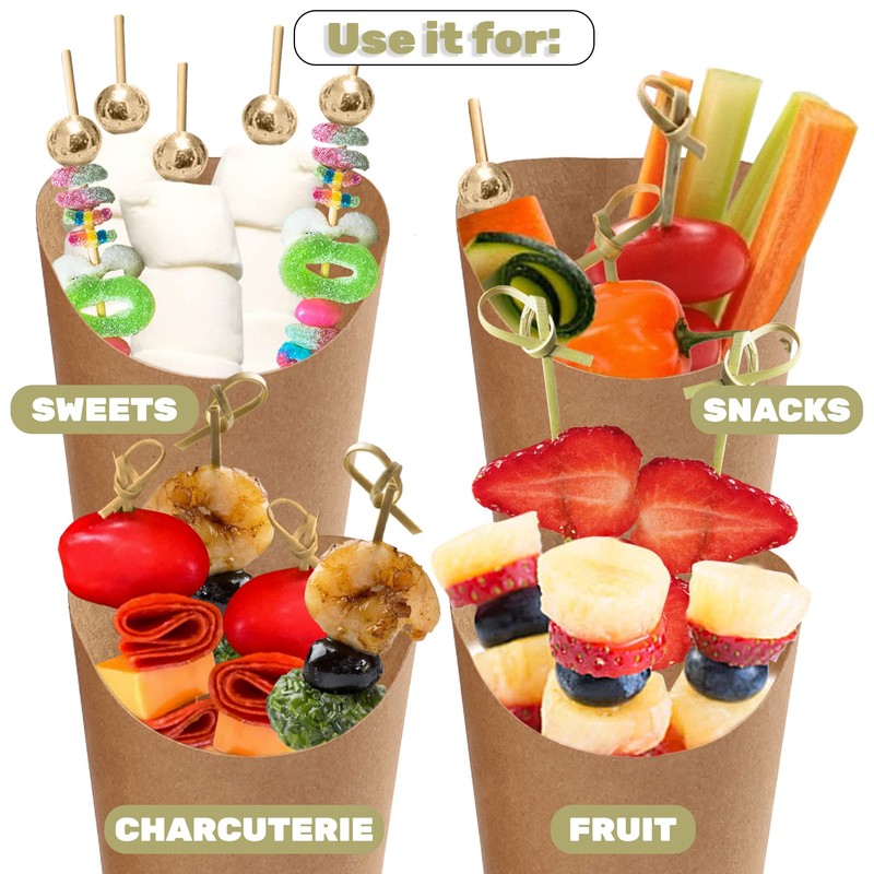 CUSINIUM 50pk 14oz Kraft Charcuterie Cups with 200 Sticks (2