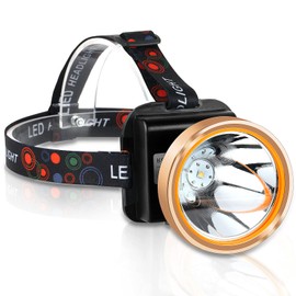 Super Bright Coon Hunting Light, Rechargeable LED Headlamp with 2 Light Modes, Waterproof Adjustable Hard Hat Headlight, Gold Miner Style Torch for Hunting, Fishing, Hiking, Camping, Outdoor Adventure