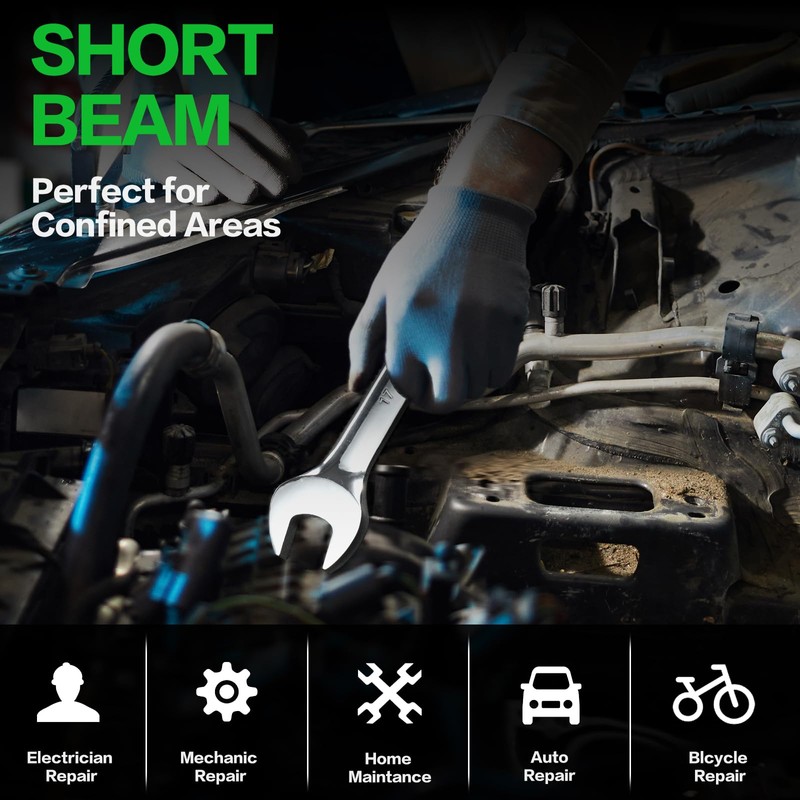 TIBOO DAY Combination Wrench Metric 19mm Mini Stubby Combination Wrench