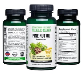 Sibirisches grünes Pinienkernöl 200 Kapseln wild geerntet Sibirien Altai kaltgepresst unraffiniert