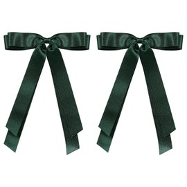 5.5" Sparkly Dark Green Silky Satin Large Hair Bow Alligator Clip for Women