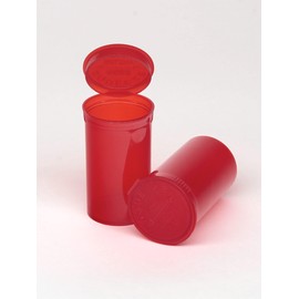 W Gallery 225 Translucent Red Vials - 19 DRAM Pop Top Bottle - Airtight Smell Proof Containers - Medical Grade Plastic Prescription Bottles for Pill Herb Flower Supplement, Bulk Pack, Not Glass Jars