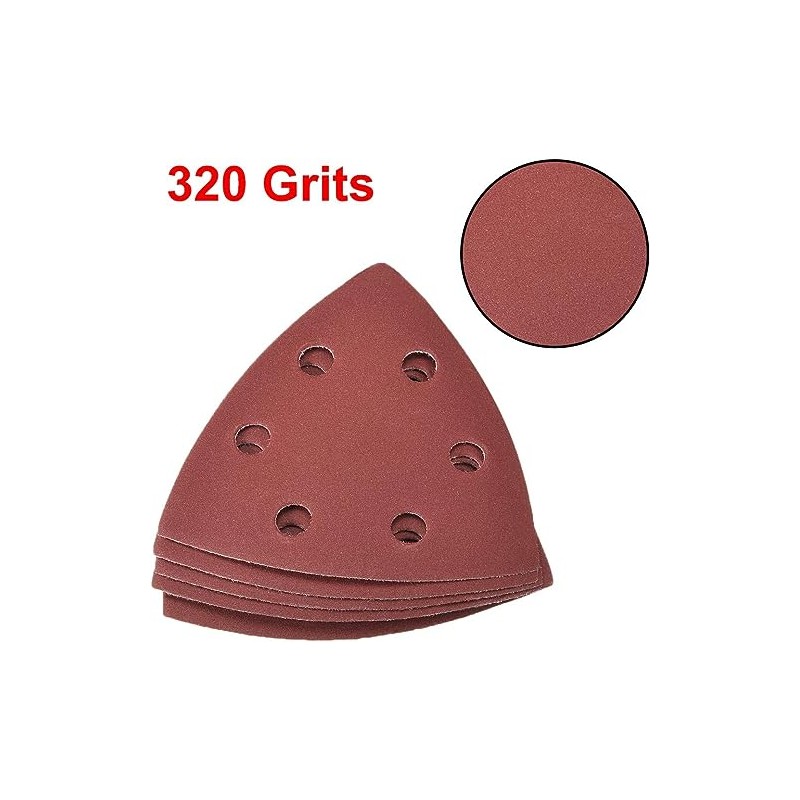 TA-VIGOR 15Pcs 320 Grit Detail Sander Sandpaper, 6 Holes Sanding