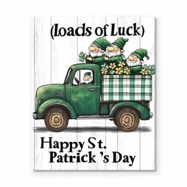 St Patrick Day Canvas Wall Art Decor - Framed Painting, St. Patrick’s Day Fun Art, Shamrock and Clover Design, Ideal for St. Patrick’s Day Home Decorations and Gifts 20X24 inch