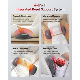 4-in-1 Lumbar Massager with Red Light 660/850nm Cordless 5000mAh