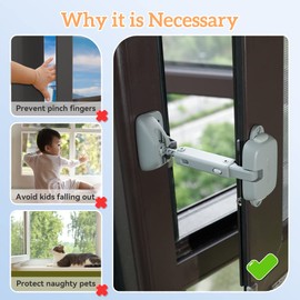 SAFELON 1 Pack Adjustable Window Gap Size Baby Safety Window Restrictor,Childproof Window Safety Lock for Kids&Pets,Easy to Install and Use (Grey)