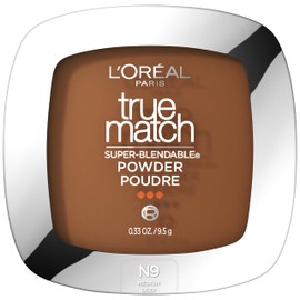L'Oreal Paris True Match Super Blendable Oil Free Powder Foundation, N9 Medium Deep, 0.33 oz