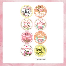 500PCS Happy Mother's Day Stickers, Mother's Day Gift Tags Flower Stickers Roll Mothers Day Stickers Labels for Crafts Cards Gift Wrap Boxes Envelope Seals Party Favor