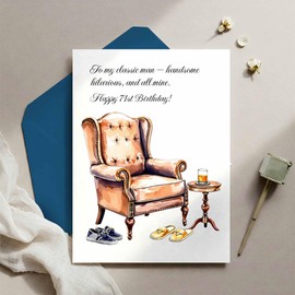 MAGJUCHE Birthday Cards for Husband, Elegant Happy 71st Birthday Greeting Card with Envelope and Wax Seal, 5x7 inch