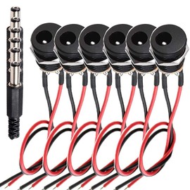 RUNCCI-YUN DC Female Panel Mount Socket,5.5 x 2.1 MM DC Threaded Female Mount Connector Adapter with Cable Dc Barrel Jack Plug（6pcs）