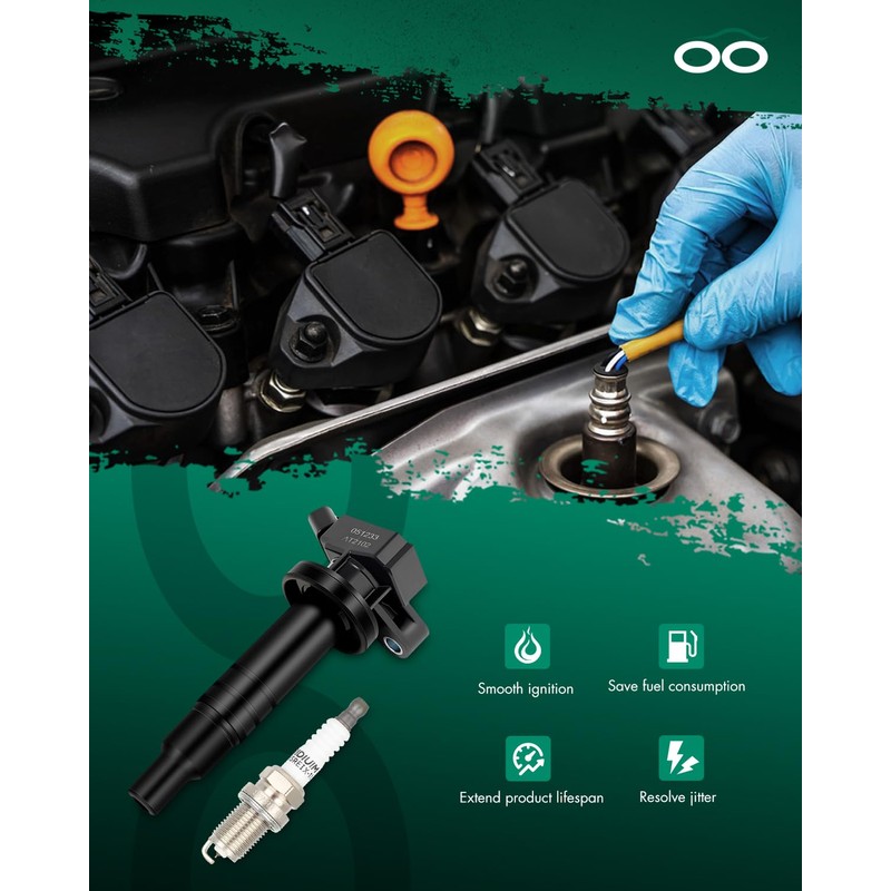 SCITOO Ignition Coil Coils & Iridium Spark Plugs fit for