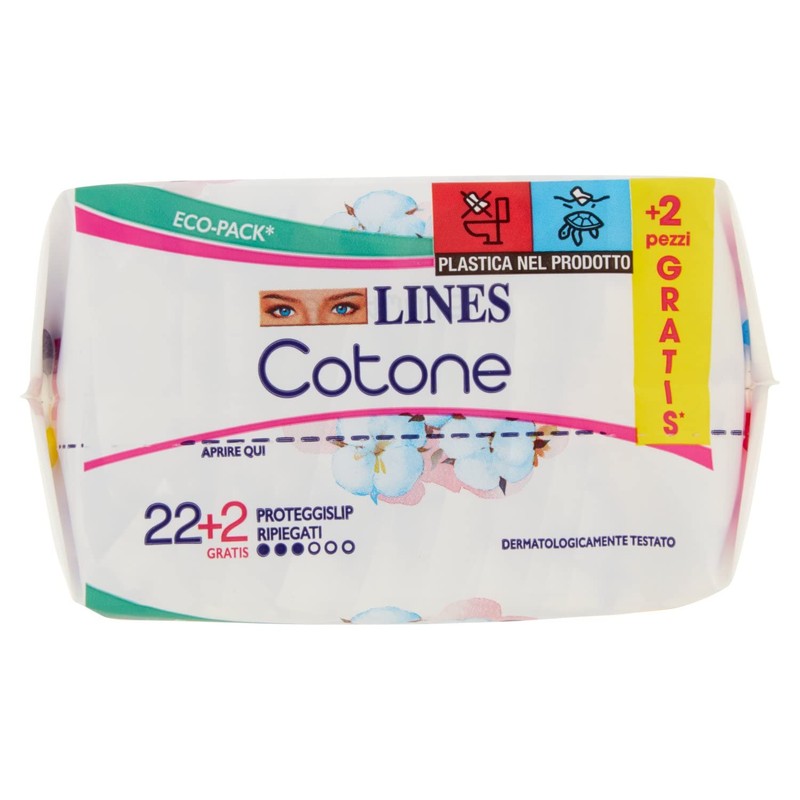 Lines Absorbent Cotton Pantiliners Folded x22+2