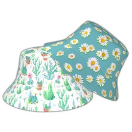 Siarnew Unisex Fashion Bucket Hat for Women Men, Summer Outdoor Sun UV Protection Casual Fisherman Cap Daisy Cactus