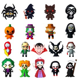 20Pcs Halloween 3D Silicone Focal Beads for Pens, Cartoon Cute Character Focal Beads for Keychains Making DIY Bracele Jewelry Making, Only for Adults