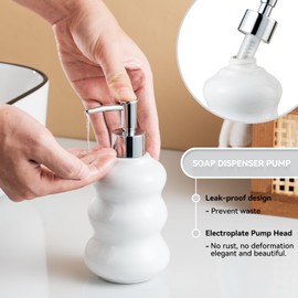 White Soap Dispenser, 16 oz Hand Lotion Bottle, Soap Dispense Pump, Refillable Liquid Hand Soap Jar, Ceramic Soap Dispensers for Bathroom, Kitchen