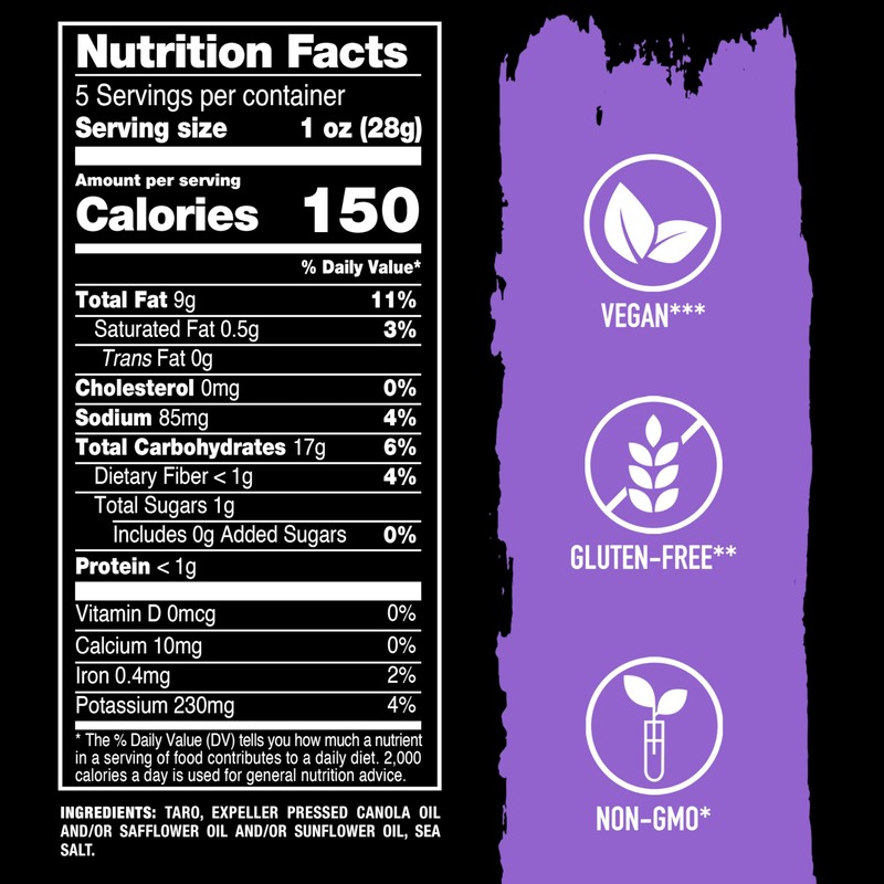 Terra Vegetable Chips, Taro Chips with Sea Salt, 5 Oz