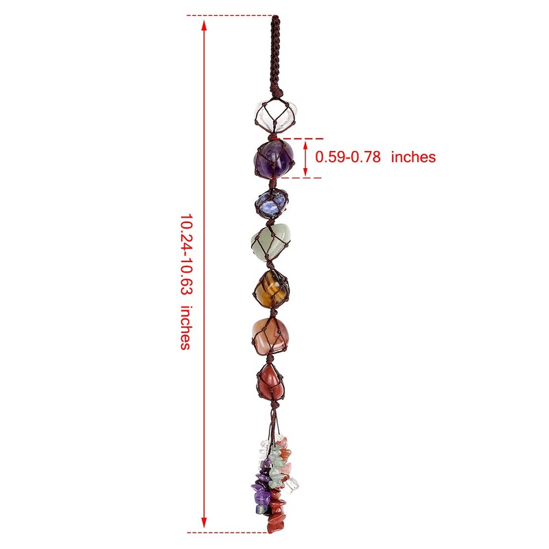 JSDDE 7 Chakra Crystal Hanging Ornament Healing Crystals Tumble Stones