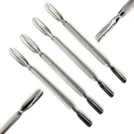4 pcs Stainless Steel Nail Art Manicure Cuticle Spoon Pusher Remover Tool Set New Care Pedicure Salon Spa Accessories Cutter Nipper Clipper Cut & Cleaner Nippers Grooming Kit (2 Spoon)