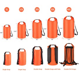 OMGear Waterproof Dry Bag Backpack Waterproof Phone Pouch 40L/30L/20L/10L/5L Floating Dry Sack For Kayaking Boating Sailing Canoeing Rafting Hiking Camping Outdoors Activities (Orange2, 5L)