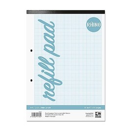 Rhino Graph Paper A4 Pad, 100 Page / 2:10:20mm Ruling, 1 Pack, Grid Paper Pad, For Maths & Science, Office & School Stationery Supplies