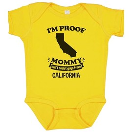 I'm Proof Mommy Can't Resist Guys from California Baby Bodysuit (Yellow), 12 Months