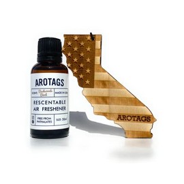 Arotags Car Air Freshener - Reusable Wood Diffuser - Hanging Odor Eliminator - California Patriot - Balsam & Cedar Scent