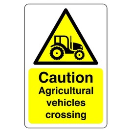 Safety First Display LTD Caution Argricultural vehicles crossing sign - 1.2mm Rigid plastic for indoor/outdoor usage (200mm x 150mm) Viewing Distance within 5m.