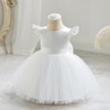 Infant Baby Girls Wedding Flower Girl Dress Ruffle Sleeve Satin