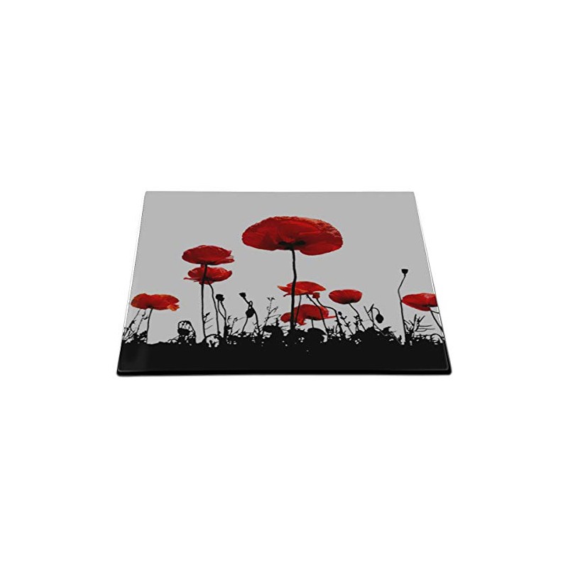 Premium Medium Glass Cutting Board Poppy Remembrance Flanders Field Design