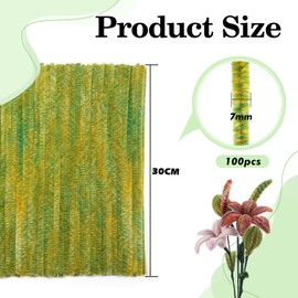 TOAOB 100pcs Pipe Cleaners Gradient Green Chenille Stems 12 Inch Fuzzy Sticks Craft Supplies for DIY Art Craft Projects Home Decorations