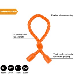 Original Reusable Silicone Twist Ties for Cable Management Ties, 12 Pack, Computer Wire Organizer, Electric Cord Organizers, Appliance Cord Wrap, Silicone Cable Ties for Cords, Night Fishing Gear