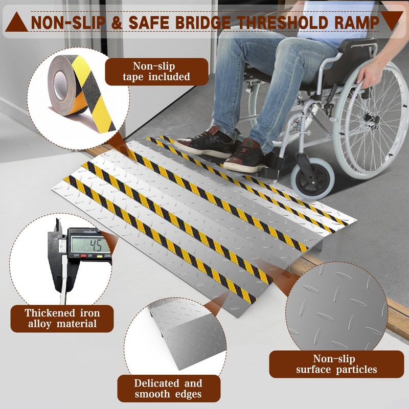 Door Threshold ramp 31.5" W*18.9" L, Metal Bridge Doorway Threshold