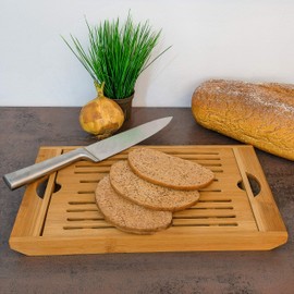 Chopping Board Kitchen Worktop Saver with Crumbs Collector Bamboo
