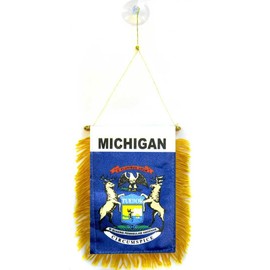 AZ FLAG Michigan Pennant 15 x 10 cm - State of Michigan Mini Flag 10 x 15 cm - Car Pennant Special Car