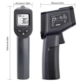 BAIRUI Termometro Infrarojo, Pistola de Temperatura Láser Digital Sin Contacto, -50~550, Emisividad Ajustable, con Pantalla LCD para Cocina, BBQ, Congelador(no para humanos) (negro)