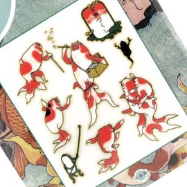 Craft Kyoto Japanese Design Makie Sticker Goldfish Collection Size: Approx. W 2 x H 2.4 inches (5 x 6 cm) NIPPON-03