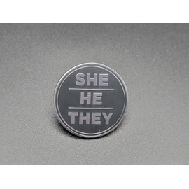 She He They Pronoun Pin Silver and Black Circular Hard Enamel Nonbinary Pronoun Button Badge…, 1 Inch, Metal, star