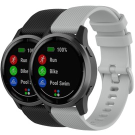 Nacorulu Band Compatible With Garmin vivoactive 4 Bands,22mm Soft Silicone Replacement Band for Garmin Venu 3 / Galaxy Watch 3 45MM / Gear S3 Classic Frontier (2Pack)(Black Gray)