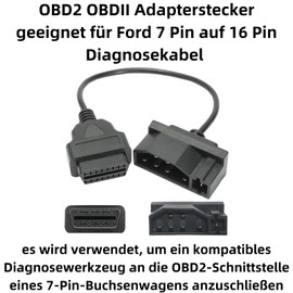 Bolwins F90CS OBD2 Adapterkabel 7Pin auf 16Pin OBD2 Diagnose-Interface für Ford EFI Autos – 40cm Verlängerungskabel für Fehlerdiagnose und Diagnosegeräte