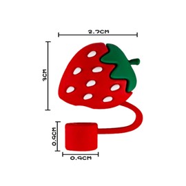 TEONEI Strawberry Shape Straw Covers Caps,Straw Tip Covers,Reusable Drinking Straw Tips Lids Straw Toppers Straw Plug for 7-8mm Straws,4PCS