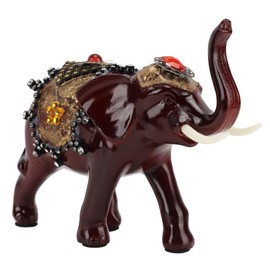 Elephant Statue Lucky Wealth Trendy Style Simple Modern Mahogany Color Elephant Statue Ornament Decoration Resin Craft