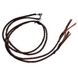 New Western Dark Brown Leather Braided Split Reins with Scissor Snaps