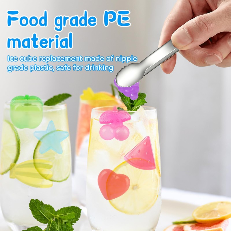 Reusable Ice Cube Tray, SilverChry Fruit Ice Cubes, Plastic, Reusable