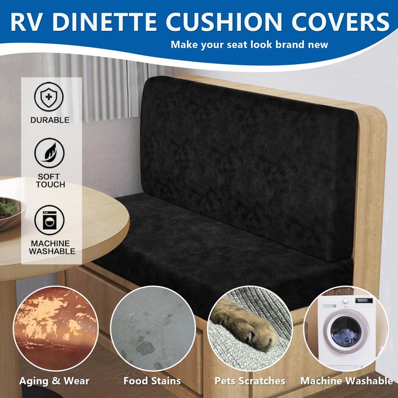 ANARACHON Leather Look RV Camper Dinette Cushion Covers, Washable RV